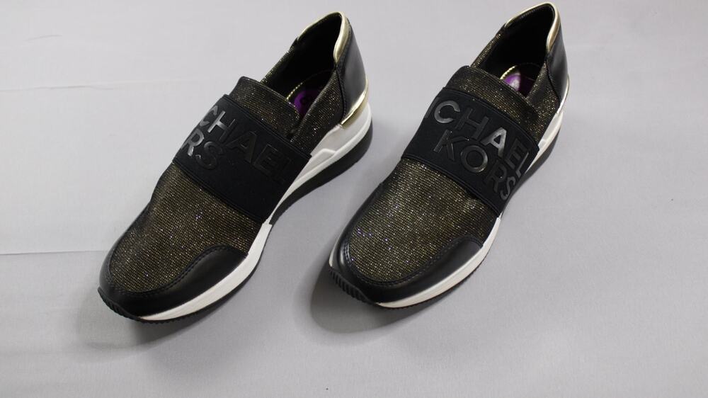 Michael Kors Felix Womens Size 8.5 Black Slip-on Wedge Sneakers NWT Midsole